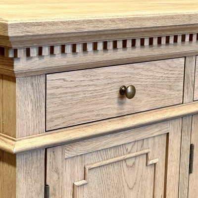 St. James Oak Timber 4 Door 3 Drawer Sideboard, 165cm, Weathered Oak