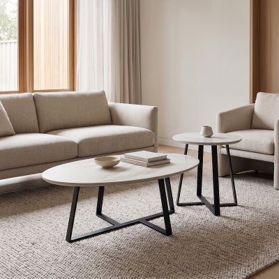 Andrian Ceramic Top Oval Coffee Table, 100cm