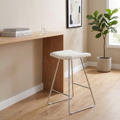 Bob PU Leather Counter Stool, Chrome / White