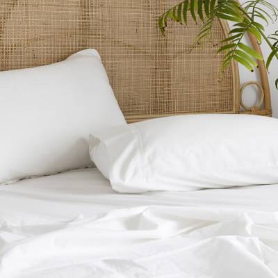 Bambury Temple Organic Cotton Standard Pillowcase, Pack of 2, Ivory