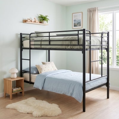 Hostel Australian Made Commercial Grade Metal Bunk Bed, Single, Matt Black