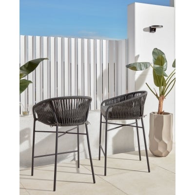 Wilton Rope & Steel Counter Stool, Dark Grey