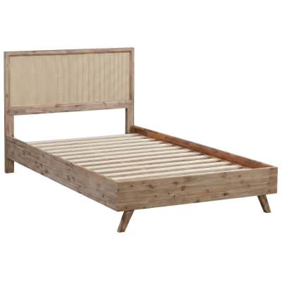 Coast Acacia Timber & Rattan Platform Bed, Single