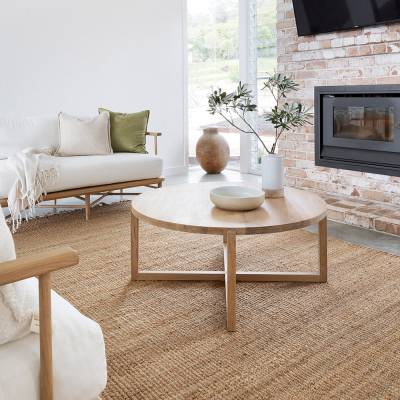 Collaroy American Oak Timber Round Coffee Table, 100cm, Natural