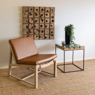 Denmark Leather & Teak Timber Occasional Chair