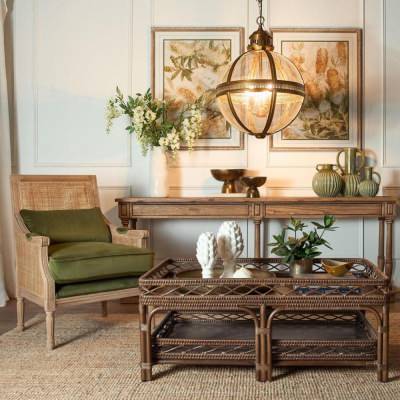 Saxon Metal & Glass Globe Pendant Light, Large, Antique Brass