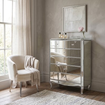 Elizabeth Mirrorred 6 Drawer Tallboy