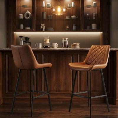 Syed Eco Leather Counter Stool, Cognac