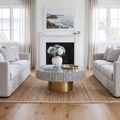 Nya Shell Inlaid Round Coffee Table, 90cm