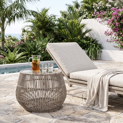 Haiti Ratttan Round Side Table