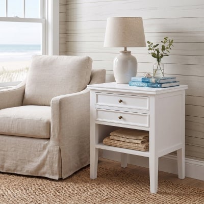 Partrack Birch Timber Bedside Table, Matt White