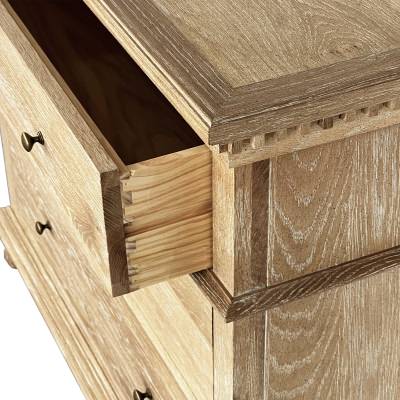 Frances Oak Timber 3 Drawer Chest, Lime Washed Oak