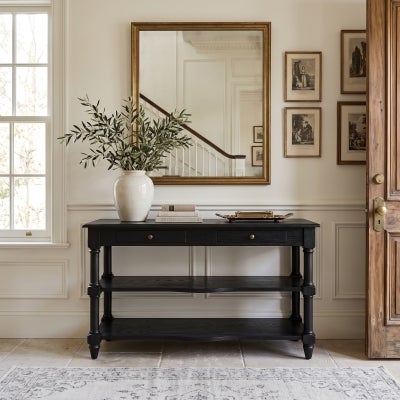 Bellina Oak Timber Console Table, 120cm, Black Oak