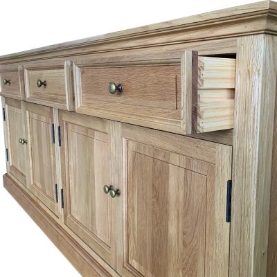 Hayden Oak Timber 4 Door 4 Drawer Sideboard, 200cm, Natural Oak