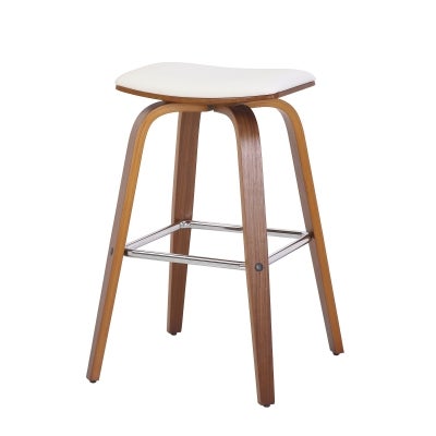 Cooper Bar Stool, White / Walnut