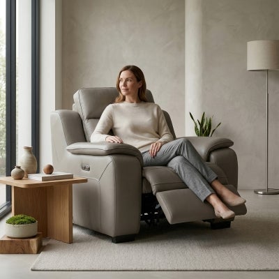 Lintex Leather Electric Recliner Armchair, Grey