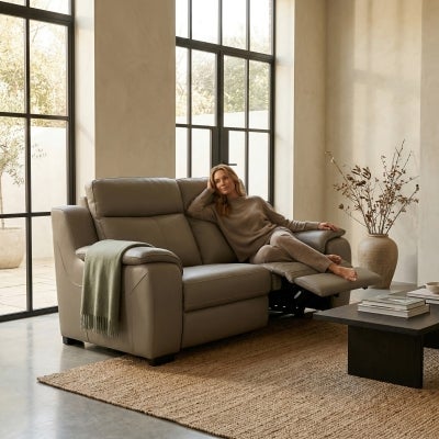 Lintex Leather Electric Recliner Sofa, 2 Seater, Grey