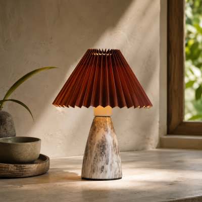 Navia Ceramic Base Table Lamp, Coffee / Brown