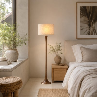 Soraya Wood Base Floor Lamp, Walnut