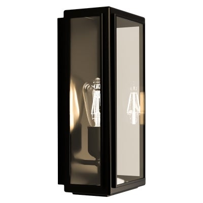 Lille IP44 Brass & Glass Indoor / Outdoor Wall Lantern, Medium, Antique Bronze / Clear