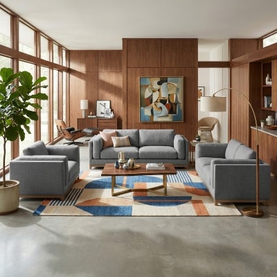 Kavris Fabric Sofa, 3 Seater, Dark Grey