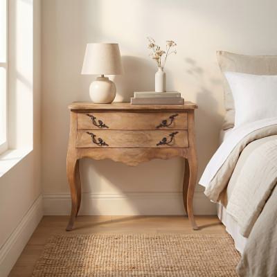 Briennon Hand Crafted Mahogany Bedside Table, Weathered Oak
