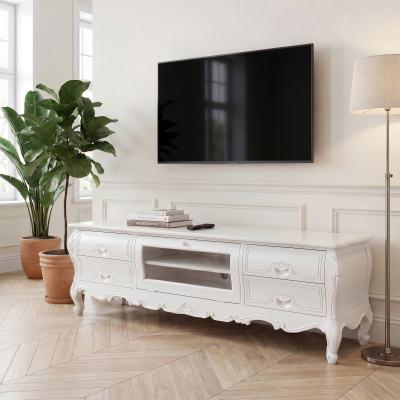 Amplepuis Hand Crafted Mahogany 4 Drawer TV Unit, White