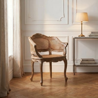 Vaugneray Hand Crafted Mahogany Bergere Chair, Weathered Oak