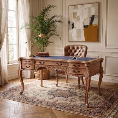 Acqui Hand Crafted Mahogany 150cm Desk, Weathered Oak