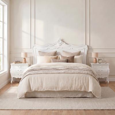 Fourchambault Hand Crafted Mahogany Queen Size Headboard, White