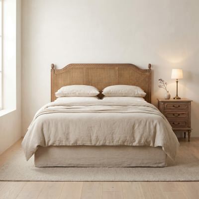 Lapalisse Hand Crafted Mahogany Timber & Rattan Bed Headboard, King, Weathered Oak