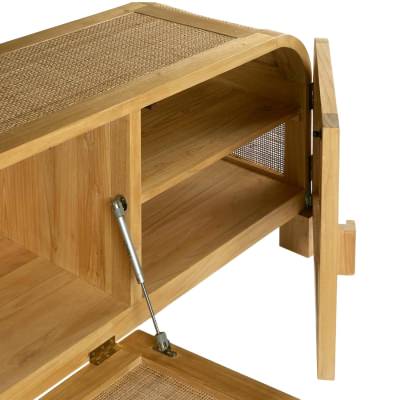 Grace Timber & Rattan 3 Door TV Unit, 180cm, Natural