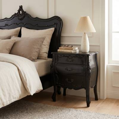Riom Hand Crafted Mahogany Bedside Table, Black