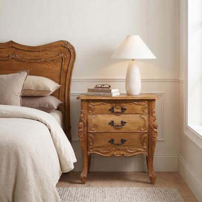 Riom Hand Crafted Mahogany Bedside Table, Weathered Oak