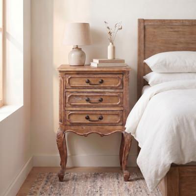 Chamonix Hand Crafted Mahogany Bedside Table, Weathered Oak