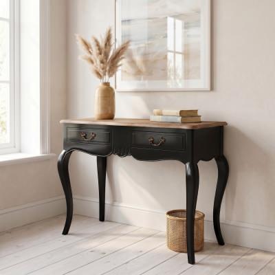 Chantillac Hand Crafted Mahogany 2 Drawer Hall Table, Black