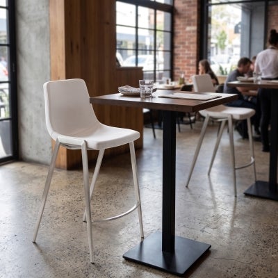 Nash Faux Leather Counter Stool, White / Stainless Steel