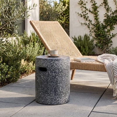 Carmen Terrazzo Outdoor Stool, Charcoal