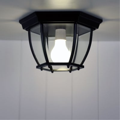 Highgate IP44 Exterior DIY Batten Fix Ceiling Light, Black 