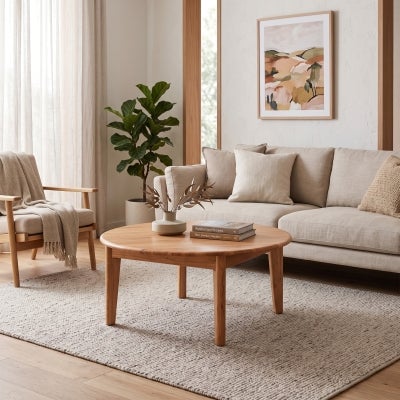 Cabarita Tasmanian Oak Timber Round Coffee Table, 90cm