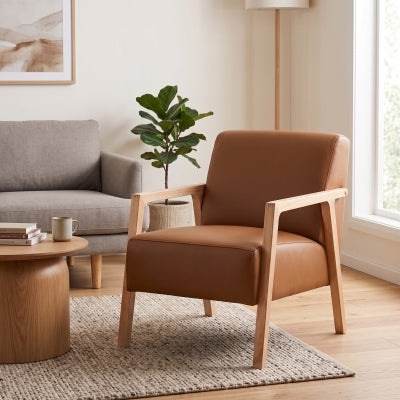Rocella Italian Leather Leisure Armchair, Tan