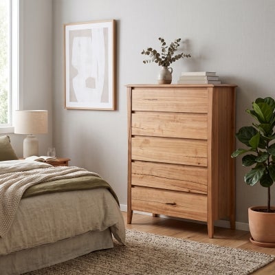 Bellaro Marri Timber 5 Drawer Tallboy