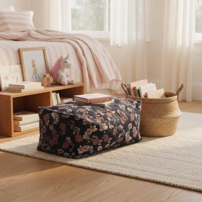 Merrylands Rose Cotton Ottoman, Indigo