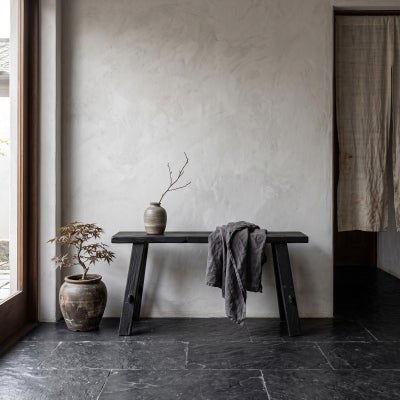 Bella Recycled Timber Oriental Bench, 80cm, Black