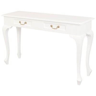 Queen Ann Mahogany Timber Sofa Table, 120cm, White