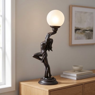 Caitlin Lady Figurine Decor Lamp, Dark Bronze