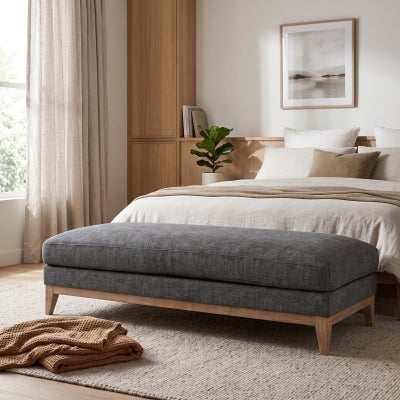 Princeton Fabric Ottoman, Dary Grey