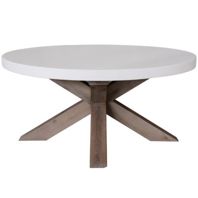 Libo Concrete & Acacia Timber Round Coffee Table, 85cm