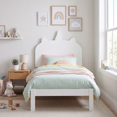 Christopher Wooden Kids Bed Headboard, Unicorn, Single