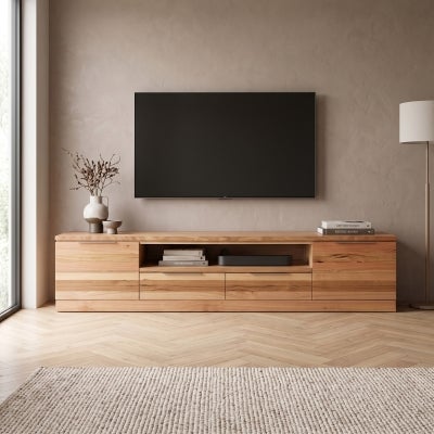 Novira Messmate Timber 2 Door 2 Drawer TV Unit, 220cm